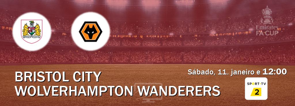 Jogo entre Bristol City e Wolverhampton Wanderers tem emissão Sport TV 2 (sábado, 11. janeiro e  12:00).