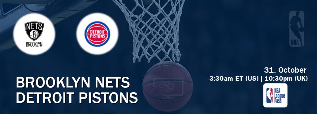 You can watch game live between Brooklyn Nets and Detroit Pistons on NBA League Pass. You can watch game live between Brooklyn Nets and Detroit Pistons on NBA League Pass.