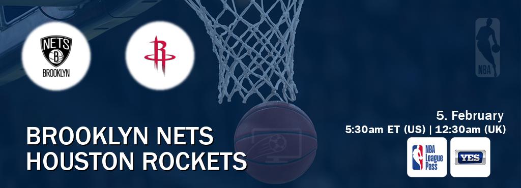 You can watch game live between Brooklyn Nets and Houston Rockets on NBA League Pass and YES(US).