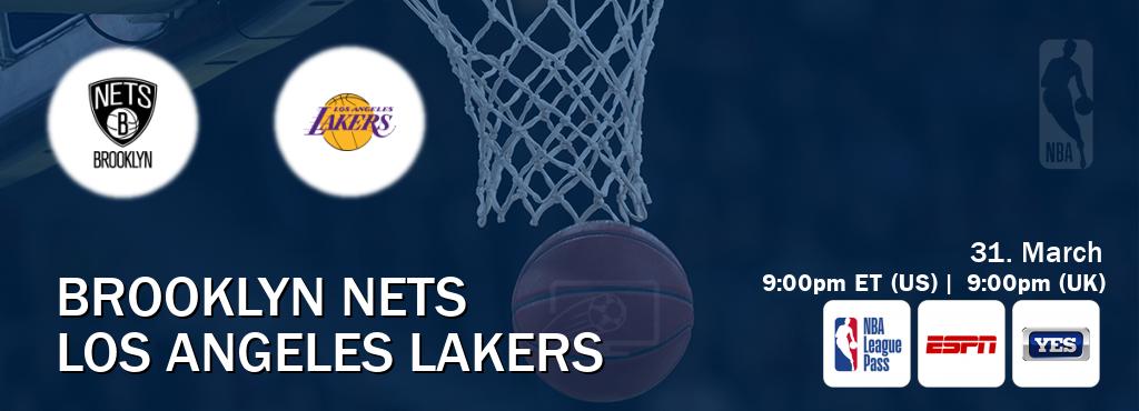 You can watch game live between Brooklyn Nets and Los Angeles Lakers on NBA League Pass, ESPN(AU), YES(US).