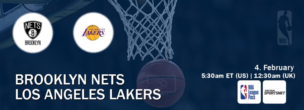 You can watch game live between Brooklyn Nets and Los Angeles Lakers on NBA League Pass and Spectrum SportsNet(US).