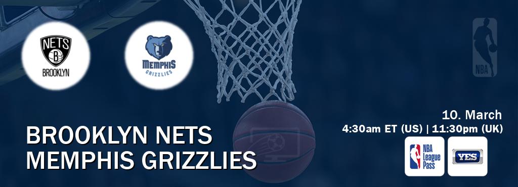 You can watch game live between Brooklyn Nets and Memphis Grizzlies on NBA League Pass and YES(US).