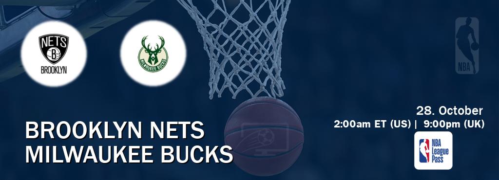 You can watch game live between Brooklyn Nets and Milwaukee Bucks on NBA League Pass.