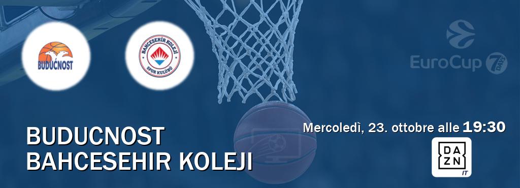 Il match Buducnost - Bahcesehir Koleji sarà trasmesso in diretta TV su DAZN Italia (ore 19:30)