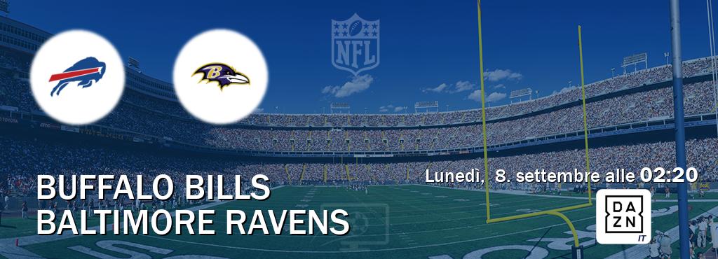 Il match Buffalo Bills - Baltimore Ravens sarà trasmesso in diretta TV su DAZN Italia (ore 02:20)