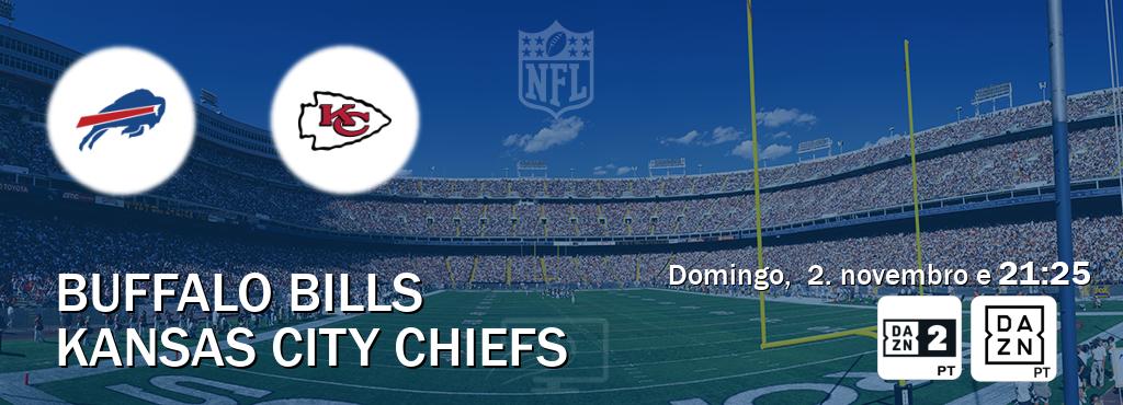 Jogo entre Buffalo Bills e Kansas City Chiefs tem emissão DAZN Eleven 2, DAZN (domingo, 2. novembro e 21:25). Jogo entre Buffalo Bills e Kansas City Chiefs tem emissão DAZN Eleven 2, DAZN (domingo, 2. novembro e 21:25).