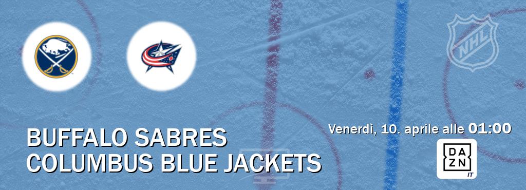 Il match Buffalo Sabres - Columbus Blue Jackets sarà trasmesso in diretta TV su DAZN Italia (ore 01:00)