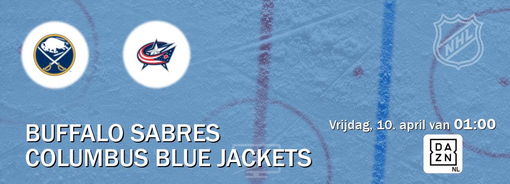 Wedstrijd tussen Buffalo Sabres en Columbus Blue Jackets live op tv bij DAZN (vrijdag, 10. april van  01:00).