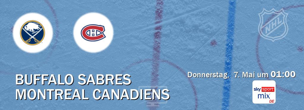 Das Spiel zwischen Buffalo Sabres und Montreal Canadiens wird am Donnerstag,  7. Mai um  01:00, live vom Sky Sport Mix übertragen.