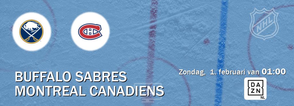 Wedstrijd tussen Buffalo Sabres en Montreal Canadiens live op tv bij DAZN (zondag,  1. februari van  01:00).