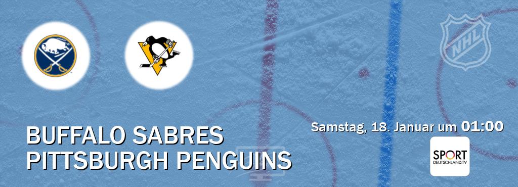 Das Spiel zwischen Buffalo Sabres und Pittsburgh Penguins wird am Samstag, 18. Januar um  01:00, live vom Sportdeutschland.TV übertragen.