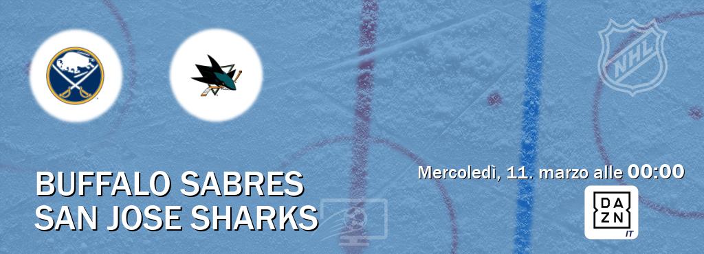 Il match Buffalo Sabres - San Jose Sharks sarà trasmesso in diretta TV su DAZN Italia (ore 00:00)