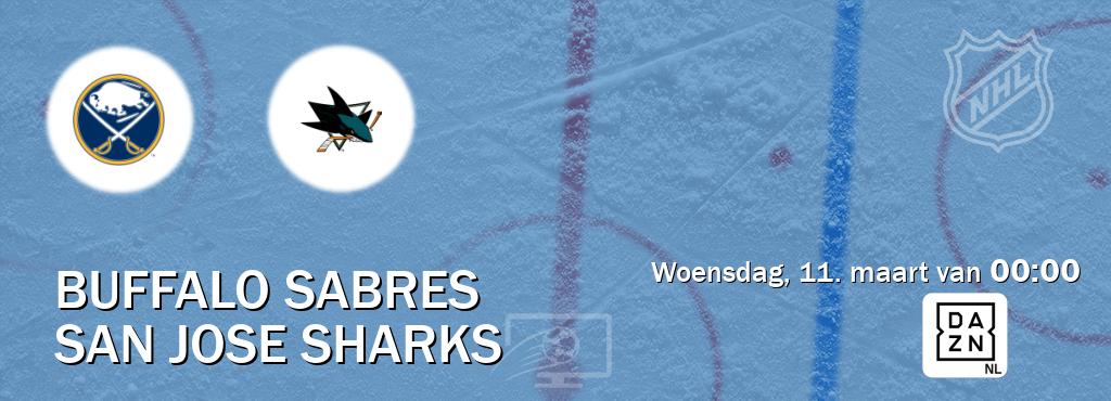 Wedstrijd tussen Buffalo Sabres en San Jose Sharks live op tv bij DAZN (woensdag, 11. maart van  00:00).