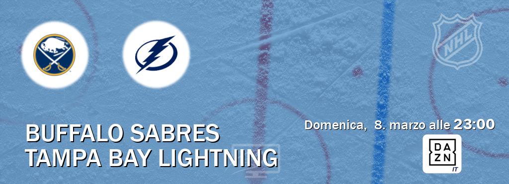 Il match Buffalo Sabres - Tampa Bay Lightning sarà trasmesso in diretta TV su DAZN Italia (ore 23:00)