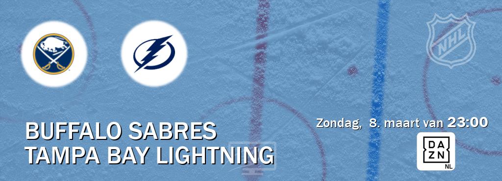 Wedstrijd tussen Buffalo Sabres en Tampa Bay Lightning live op tv bij DAZN (zondag,  8. maart van  23:00).