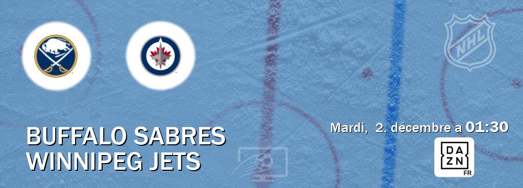 Match entre Buffalo Sabres et Winnipeg Jets en direct à la DAZN (mardi,  2. décembre a  01:30).