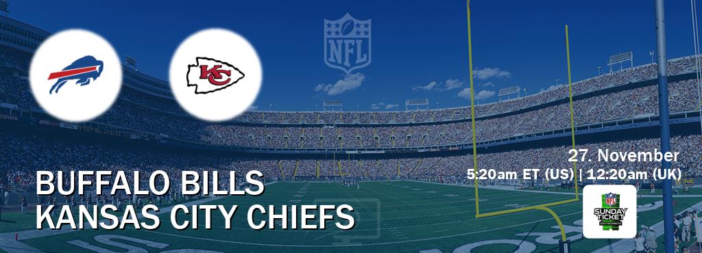 You can watch game live between Buffalo Bills and Kansas City Chiefs on NFL Sunday Ticket(US). You can watch game live between Buffalo Bills and Kansas City Chiefs on NFL Sunday Ticket(US).