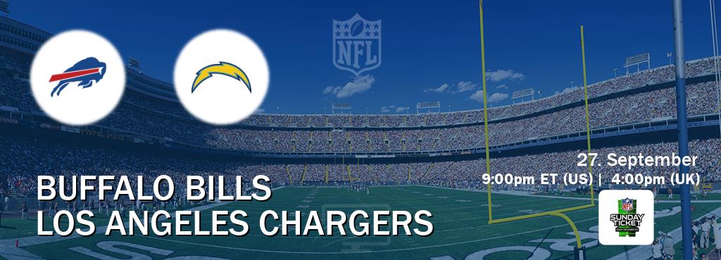 You can watch game live between Buffalo Bills and Los Angeles Chargers on NFL Sunday Ticket(US). You can watch game live between Buffalo Bills and Los Angeles Chargers on NFL Sunday Ticket(US).