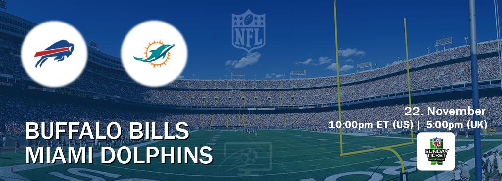 You can watch game live between Buffalo Bills and Miami Dolphins on NFL Sunday Ticket(US).