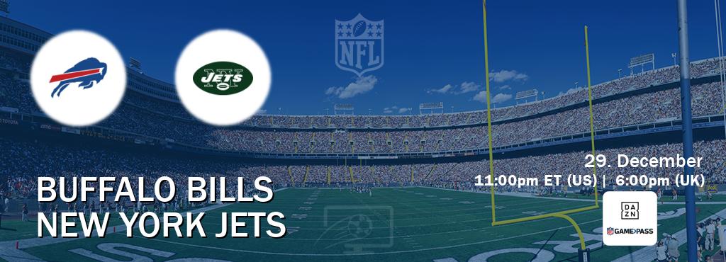 You can watch game live between Buffalo Bills and New York Jets on DAZN NFL Game Pass.