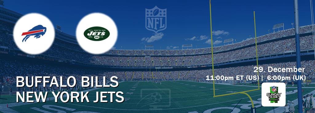 You can watch game live between Buffalo Bills and New York Jets on NFL Sunday Ticket(US).