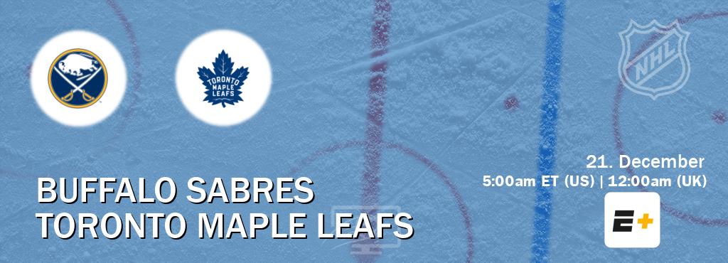 You can watch game live between Buffalo Sabres and Toronto Maple Leafs on ESPN+(US).