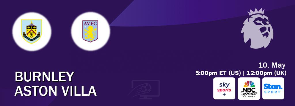 You can watch game live between Burnley and Aston Villa on Sky Sports+(UK), NBCS Network(US), Stan Sport(AU). You can watch game live between Burnley and Aston Villa on Sky Sports+(UK), NBCS Network(US), Stan Sport(AU).