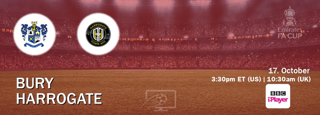 You can watch game live between Bury and Harrogate on BBC iPlayer(UK).