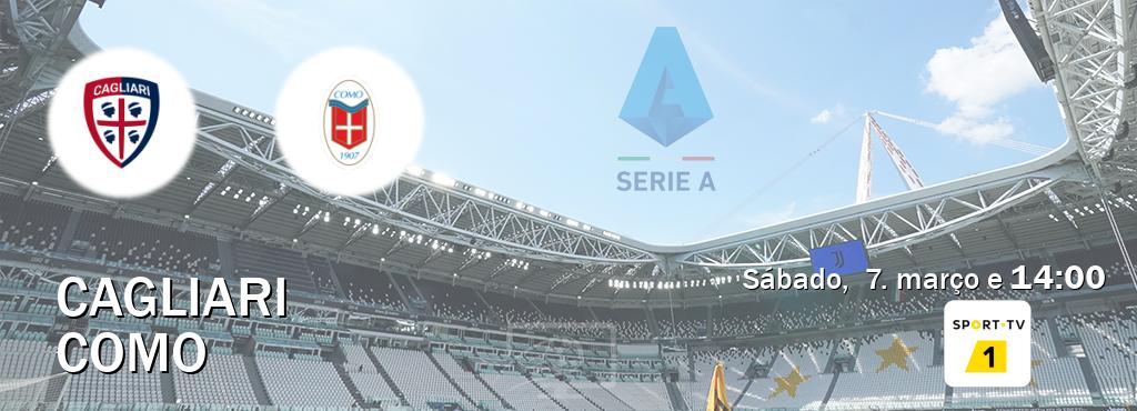 Jogo entre Cagliari e Como tem emissão Sport TV 1 (sábado,  7. março e  14:00).