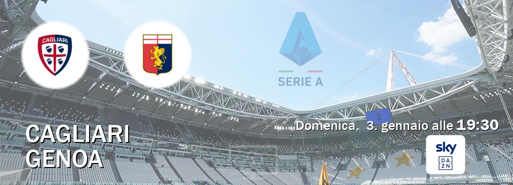 Il match Cagliari - Genoa sarà trasmesso in diretta TV su Sky Sport Bar (ore 19:30)