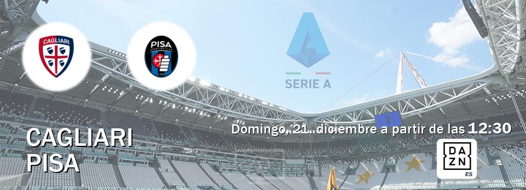 El partido entre Cagliari y Pisa será retransmitido por DAZN España (domingo, 21. diciembre a partir de las 12:30). El partido entre Cagliari y Pisa será retransmitido por DAZN España (domingo, 21. diciembre a partir de las 12:30).