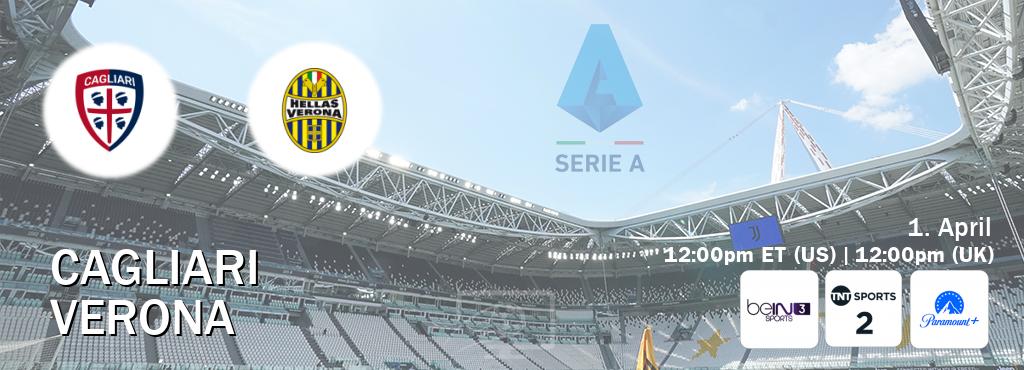 You can watch game live between Cagliari and Verona on beIN SPORTS 3(AU), TNT Sports 2(UK), Paramount+(US).