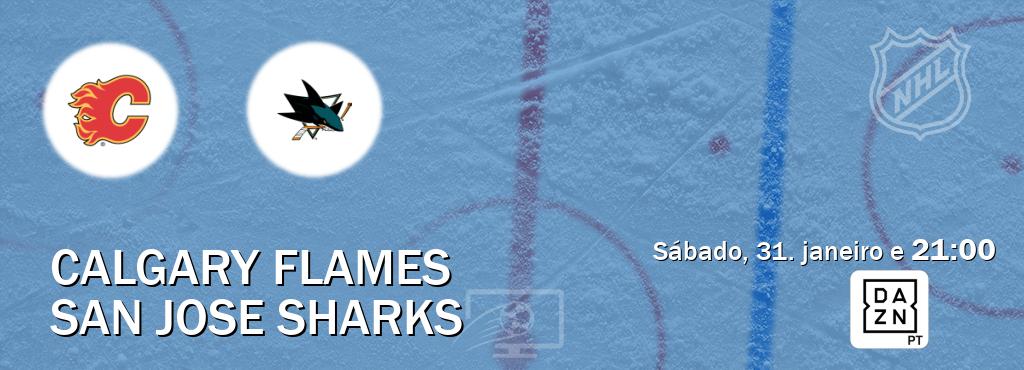 Jogo entre Calgary Flames e San Jose Sharks tem emissão DAZN (sábado, 31. janeiro e  21:00).