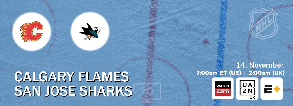 You can watch game live between Calgary Flames and San Jose Sharks on WatchESPN(AU), DAZN UK(UK), ESPN+(US). You can watch game live between Calgary Flames and San Jose Sharks on WatchESPN(AU), DAZN UK(UK), ESPN+(US).