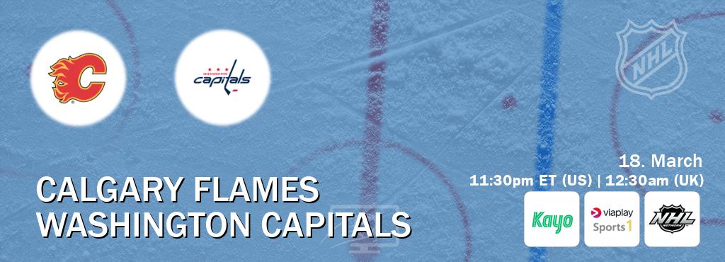 You can watch game live between Calgary Flames and Washington Capitals on Kayo Sports(AU), Viaplay Sports 1(UK), NHL Network(US).