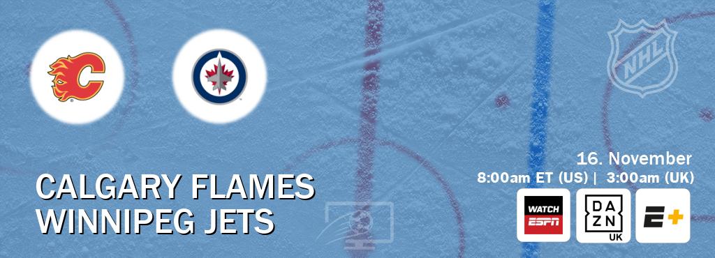 You can watch game live between Calgary Flames and Winnipeg Jets on WatchESPN(AU), DAZN UK(UK), ESPN+(US). You can watch game live between Calgary Flames and Winnipeg Jets on WatchESPN(AU), DAZN UK(UK), ESPN+(US).