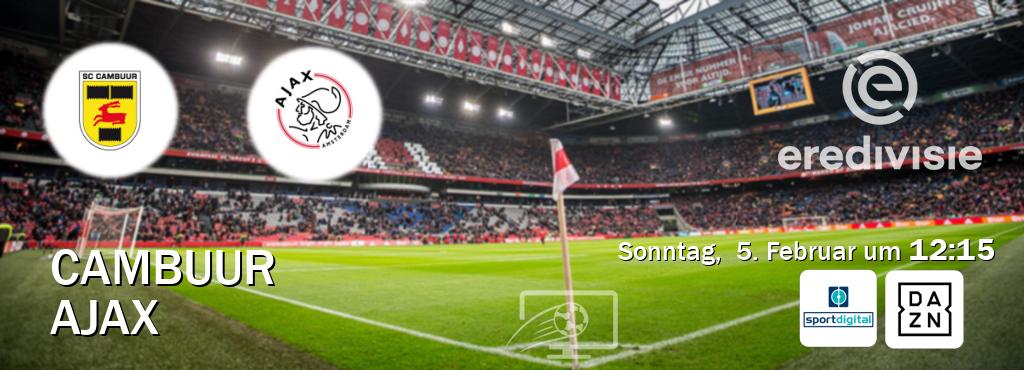 Das Spiel zwischen Cambuur und Ajax wird am Sonntag,  5. Februar um  12:15, live vom Sportdigital und DAZN übertragen.