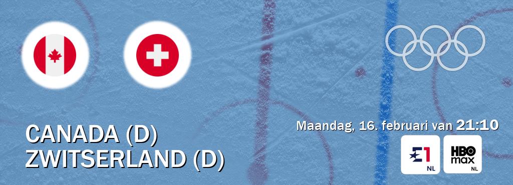 Wedstrijd tussen Canada (D) en Zwitserland (D) live op tv bij Eurosport, HBO Max (maandag, 16. februari van  21:10).