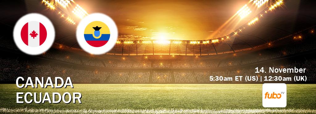 You can watch game live between Canada and Ecuador on fuboTV(US).