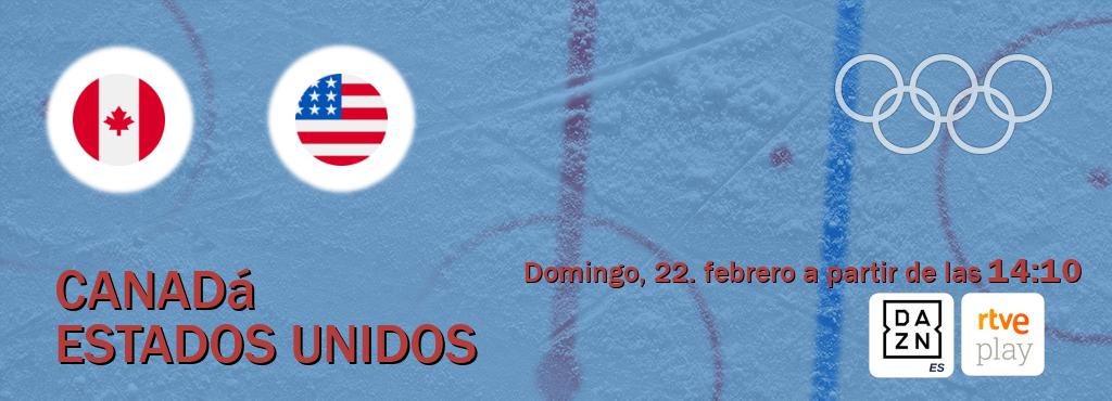 El partido entre Canadá y Estados Unidos será retransmitido por DAZN España y RTVE Play (domingo, 22. febrero a partir de las  14:10).