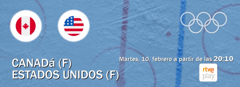 El partido entre Canadá (F) y Estados Unidos (F) será retransmitido por RTVE Play (martes, 10. febrero a partir de las  20:10).