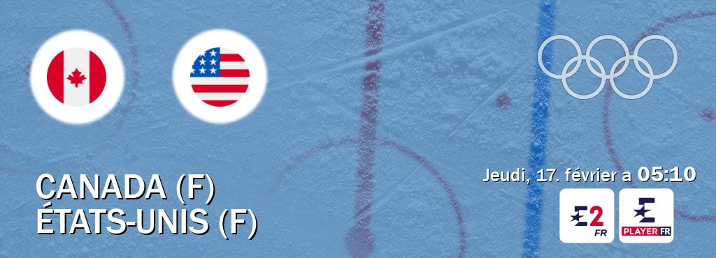 Match entre Canada (F) et États-Unis (F) en direct à la Eurosport 2 et Eurosport Player FR (jeudi, 17. février a  05:10).