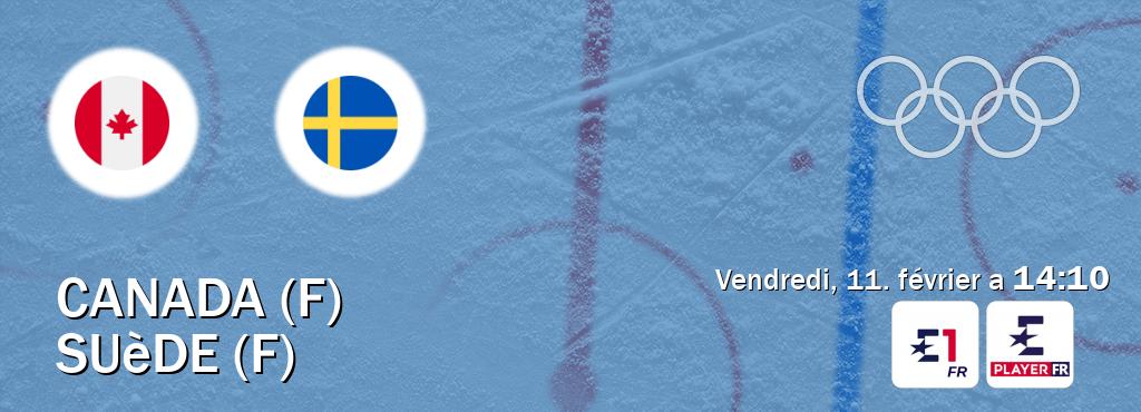 Match entre Canada (F) et Suède (F) en direct à la Eurosport 1 et Eurosport Player FR (vendredi, 11. février a  14:10).