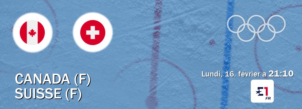 Match entre Canada (F) et Suisse (F) en direct à la Eurosport 1 (lundi, 16. février a  21:10).