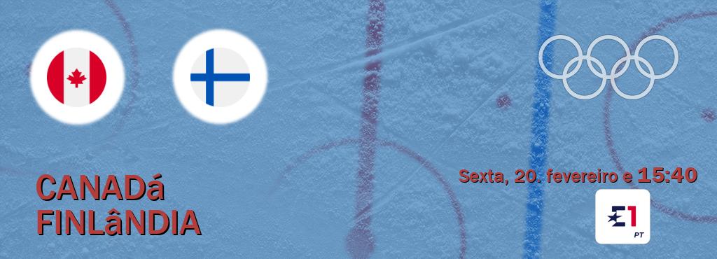 Jogo entre Canadá e Finlândia tem emissão Eurosport (sexta, 20. fevereiro e  15:40).