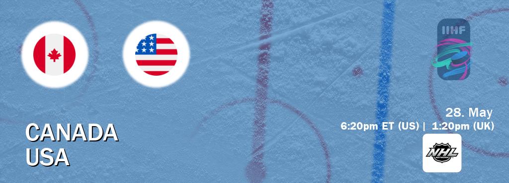 You can watch game live between Canada and USA on NHL Network(US).