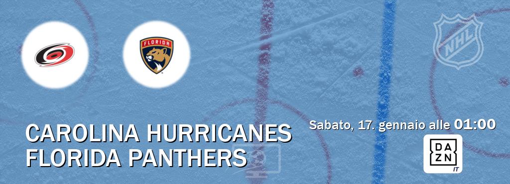 Il match Carolina Hurricanes - Florida Panthers sarà trasmesso in diretta TV su DAZN Italia (ore 01:00)