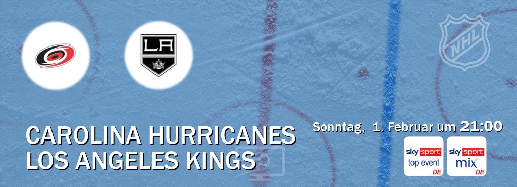 Das Spiel zwischen Carolina Hurricanes und Los Angeles Kings wird am Sonntag,  1. Februar um  21:00, live vom Sky Sport Top Event und Sky Sport Mix übertragen.