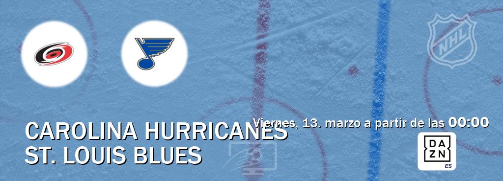 El partido entre Carolina Hurricanes y St. Louis Blues será retransmitido por DAZN España (viernes, 13. marzo a partir de las 00:00). El partido entre Carolina Hurricanes y St. Louis Blues será retransmitido por DAZN España (viernes, 13. marzo a partir de las 00:00).