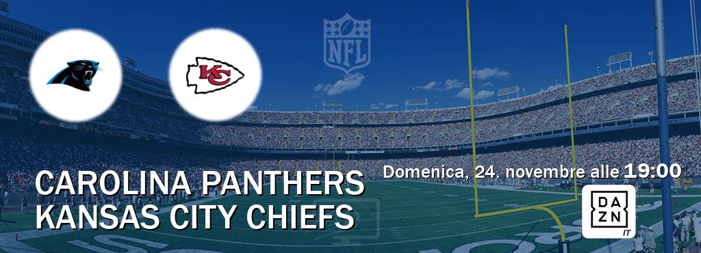 Il match Carolina Panthers - Kansas City Chiefs sarà trasmesso in diretta TV su DAZN Italia (ore 19:00)